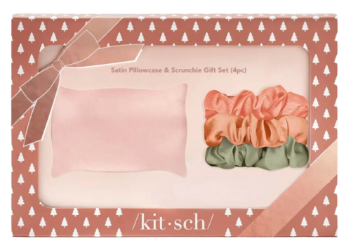 Holiday Satin Pillowcase &amp; Scrunchies Gift Set