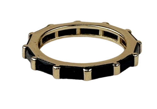 18k Gold Filled Baguette CZ Band Ring: Black
