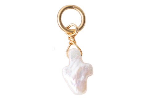 Freshwater Pearl Cross Charm/Pendant: Antique Gold