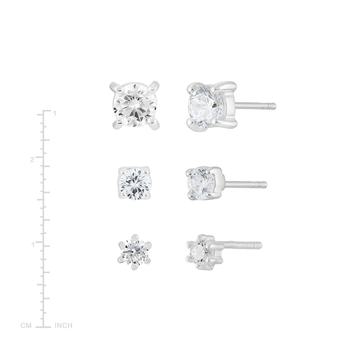 Silpada 'Stack ‘Em Up' Cubic Zirconia Studs, Set of 3 - 3/16