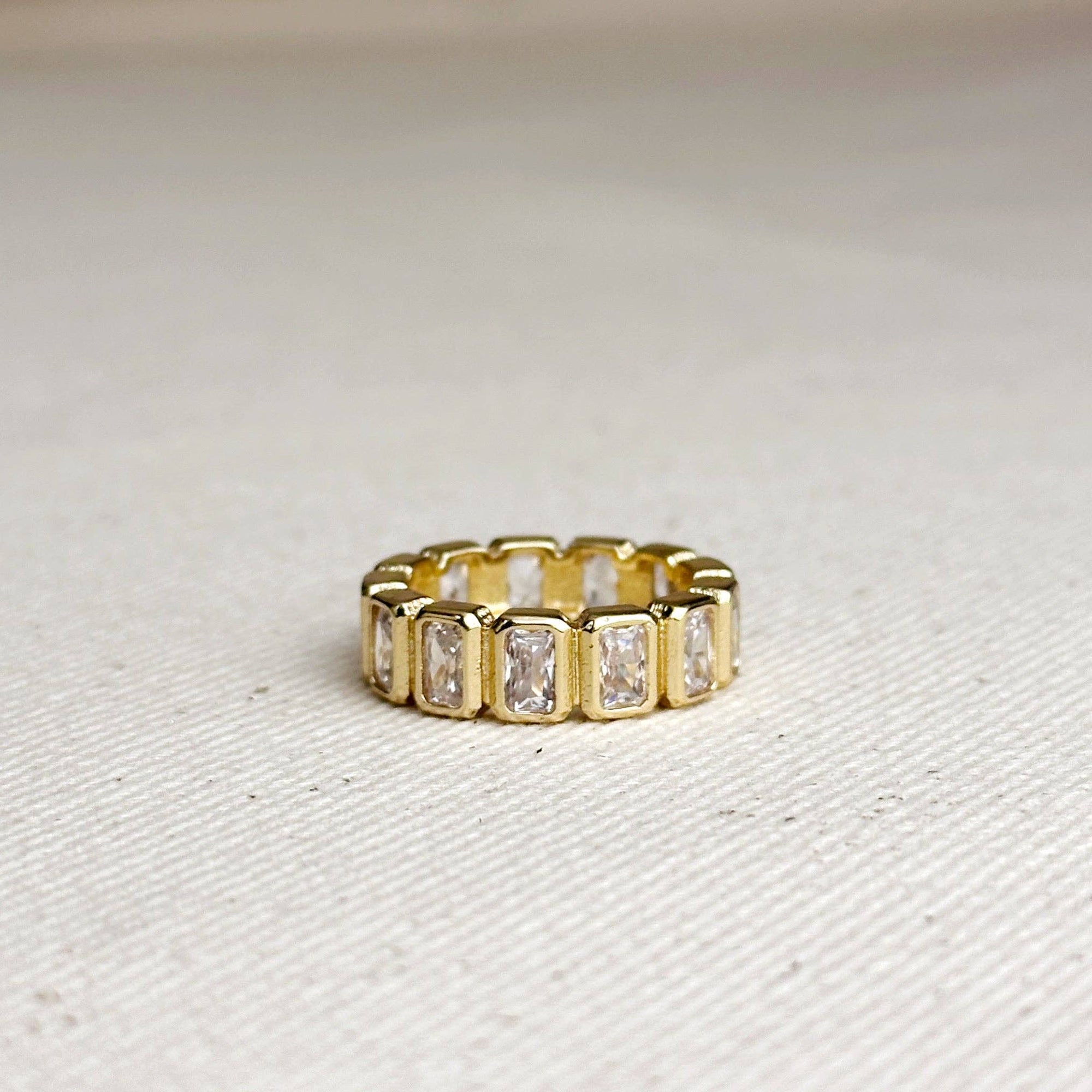 18k Gold Filled  Chunky CZ  Eternity Band Ring: 6.5