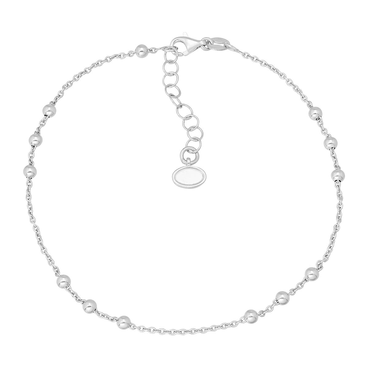 Silpada 'Bead Up' Sterling Silver Anklet, 9" + 1": White / 10