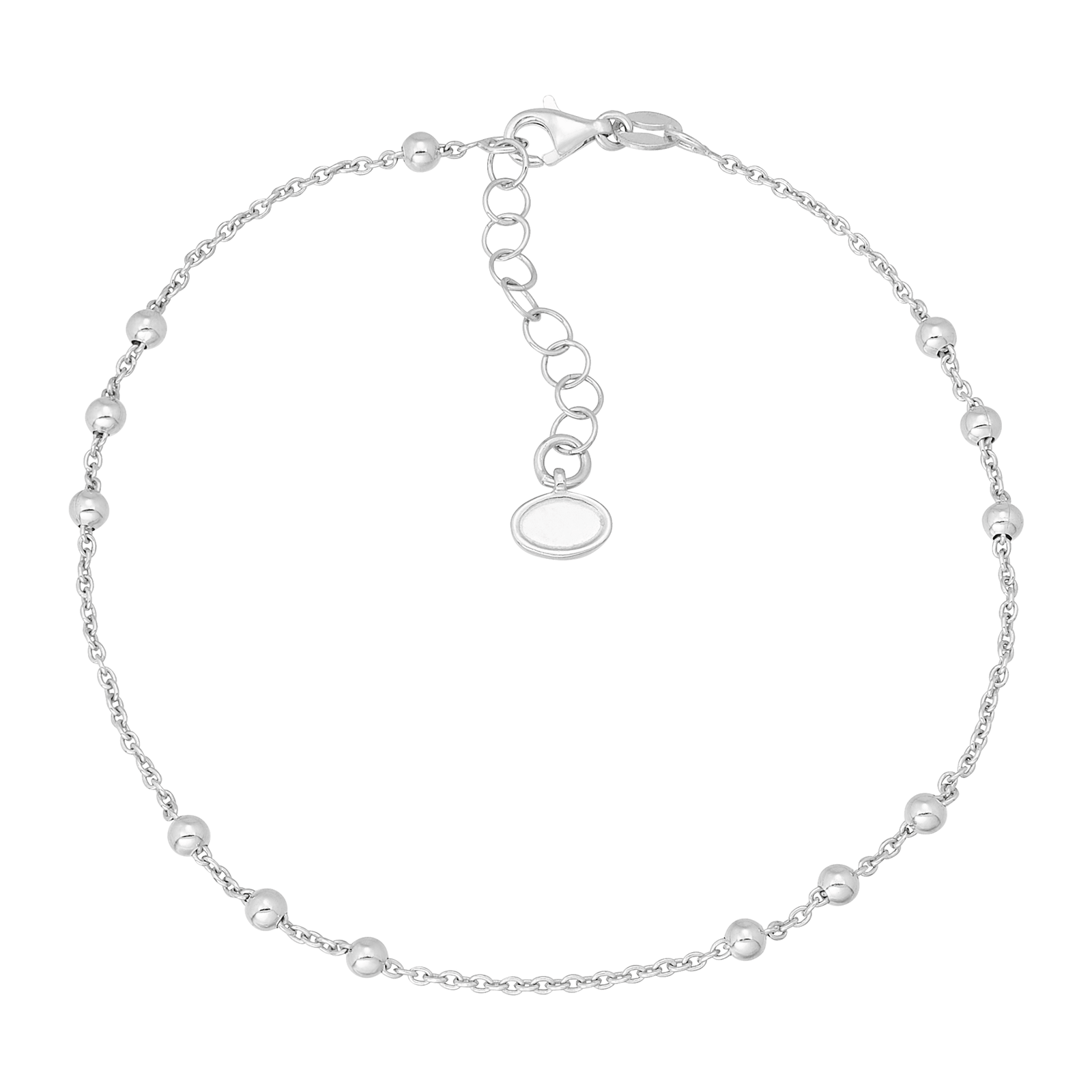 Silpada 'Bead Up' Sterling Silver Anklet, 9" + 1": White / 10