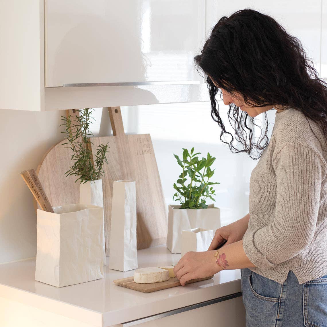 Porcelain Bag Vase - 10.2&quot;