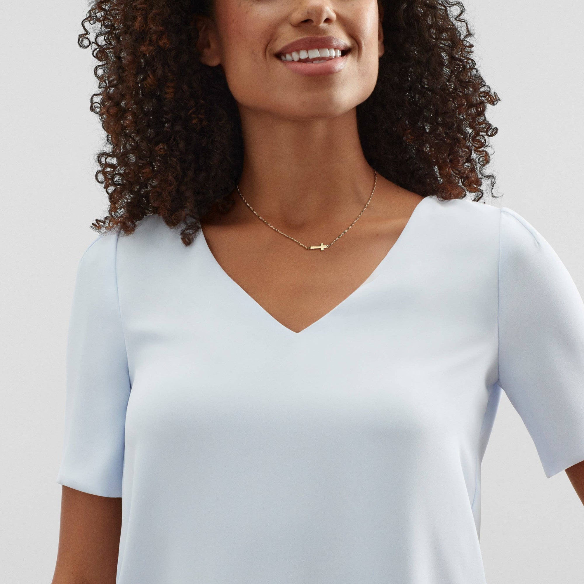 Silpada 'Simplex Cross' Horizontal Cross Necklace in Sterlin: White