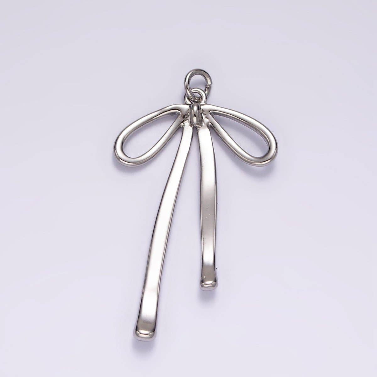 Ribbon Bow Minimalist Charm Silver