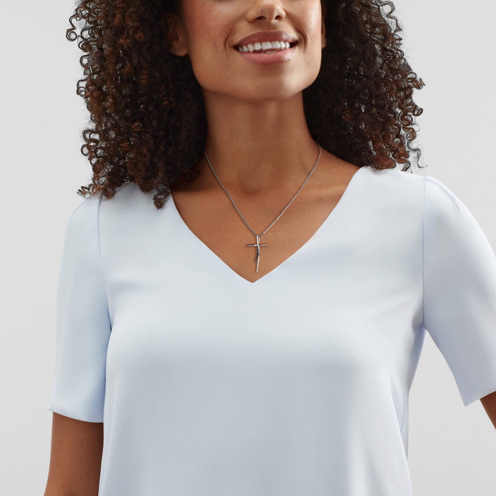 Silpada 'Organic Cross' Pendant Necklace in Sterli: 1 5/8