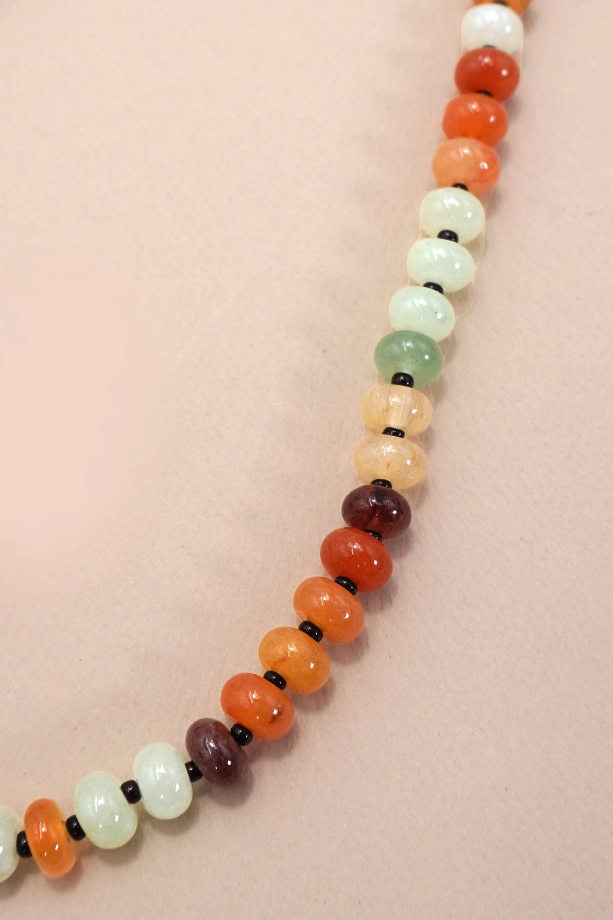 NATURAL AGATE GLASS SEMI PRECIOUS BEAD NECKLACE | 80N896: 2C