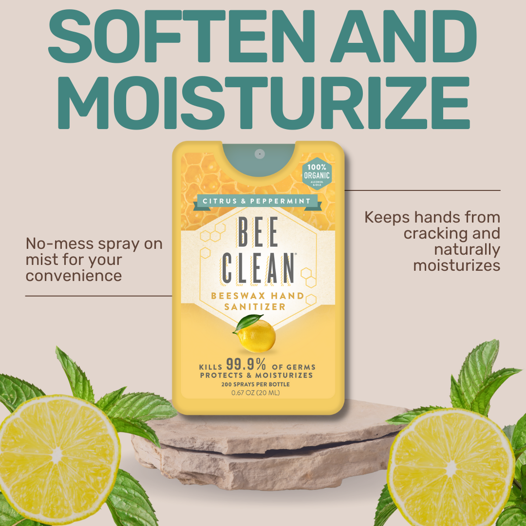 Citrus &amp; Peppermint Bee Clean Organic Beeswax Hand Sanitizer