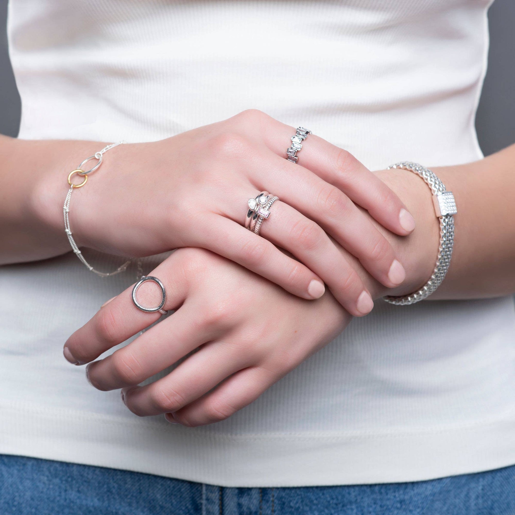 Silpada The Little Things Cubic Zirconia Ring in Silver: White / 8