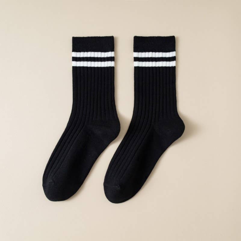 WOMAN STRIPE HALF CREW THROWBACK COTTON SOCKS | 40S02076: White
