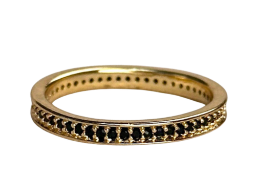 18k Gold Filled Eternity CZ Band Ring: Black