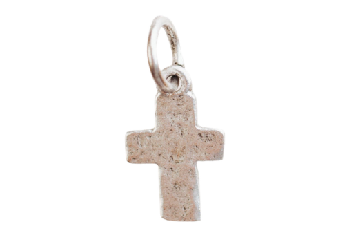 Rustic Cross Metal Charm: Antique Silver