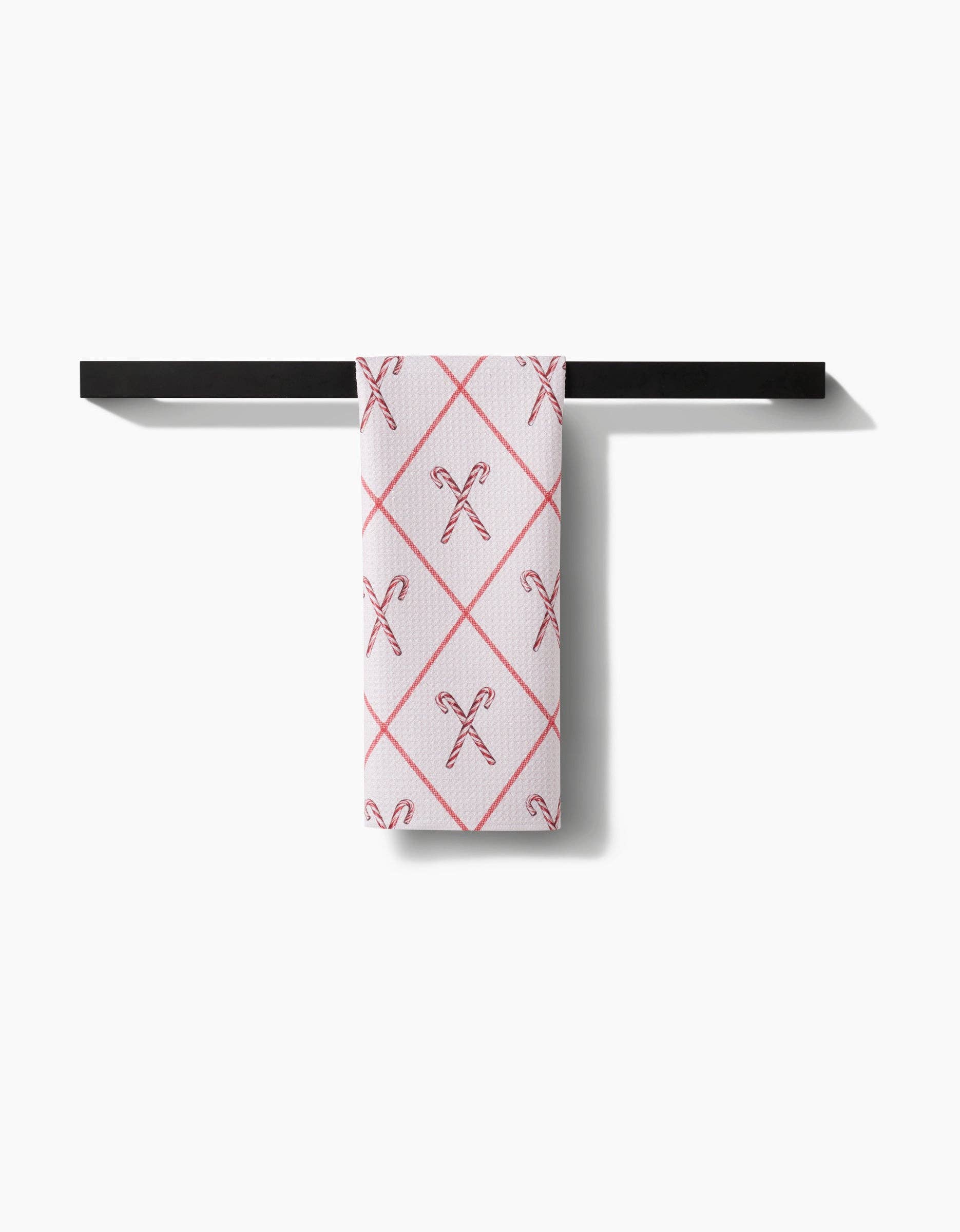 Festive Candy Canes Geometry Tea Towel