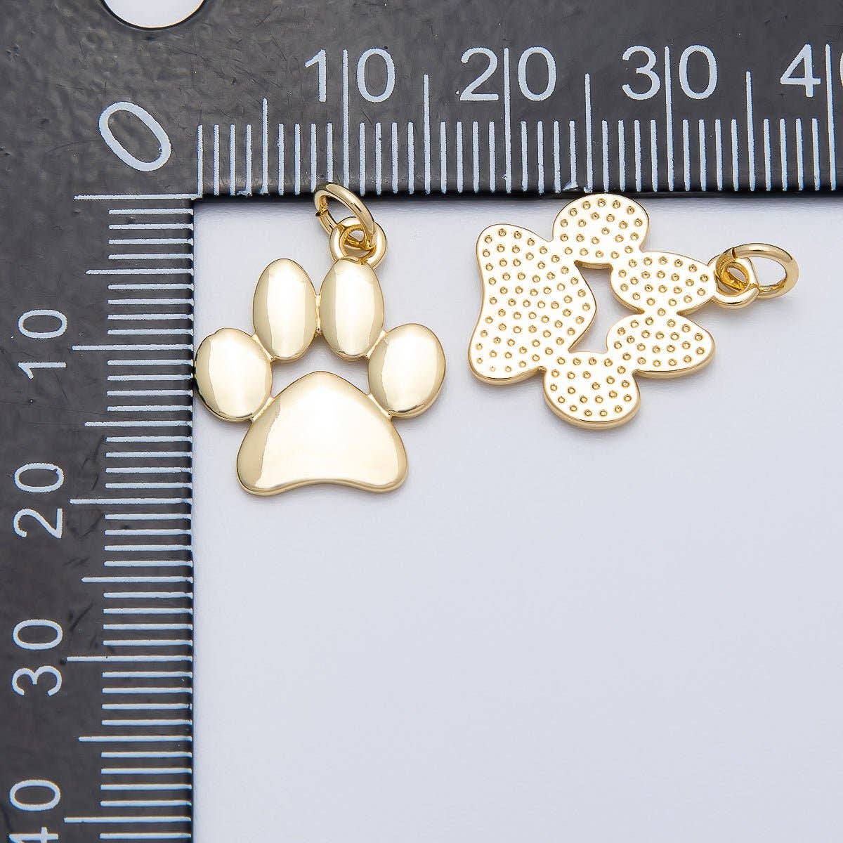 16K Gold Filled 18mm Minimalist Animal Pet Paw Print Charm