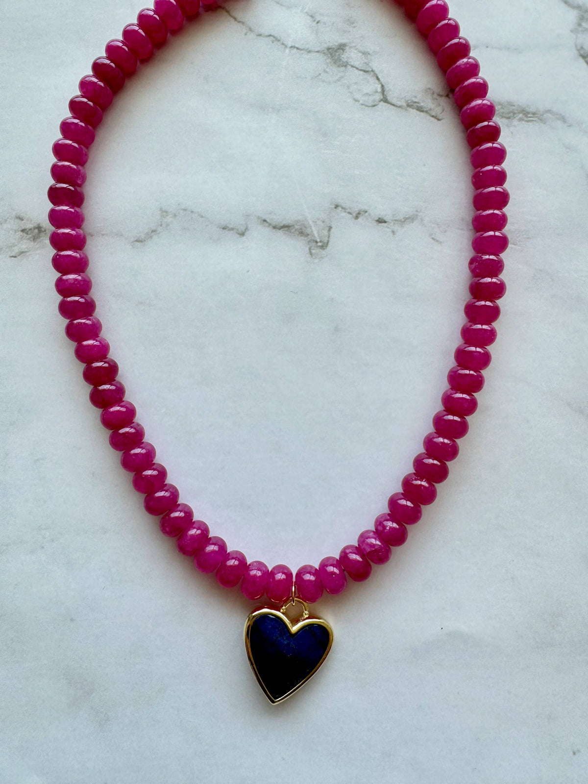 Caia Necklace New Colors Added! : Fuschia Jade with Lapis