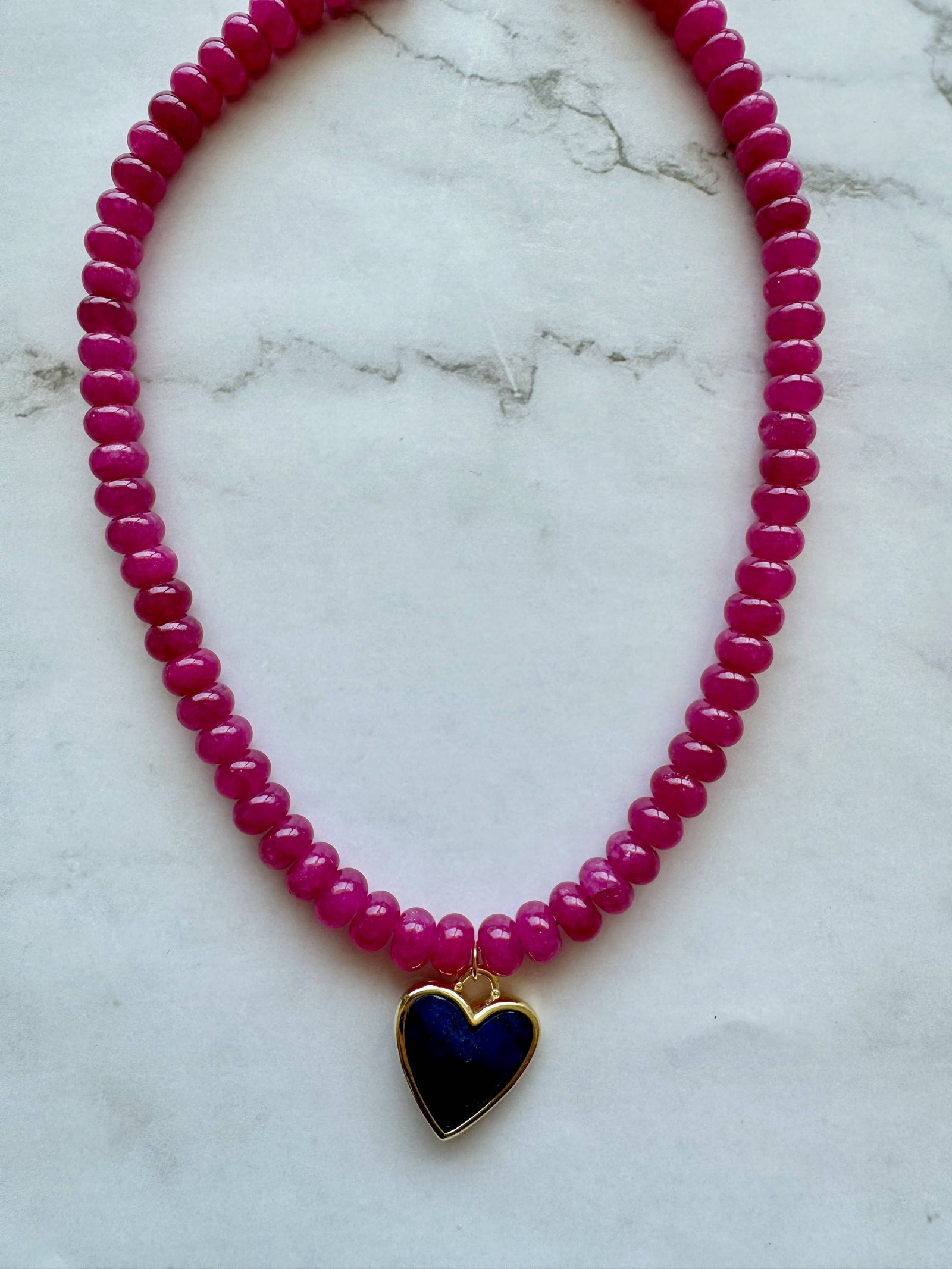 Caia Necklace New Colors Added! : Fuschia Jade with Lapis