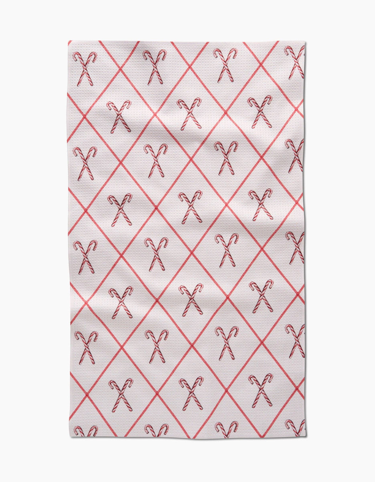 Festive Candy Canes Geometry Tea Towel