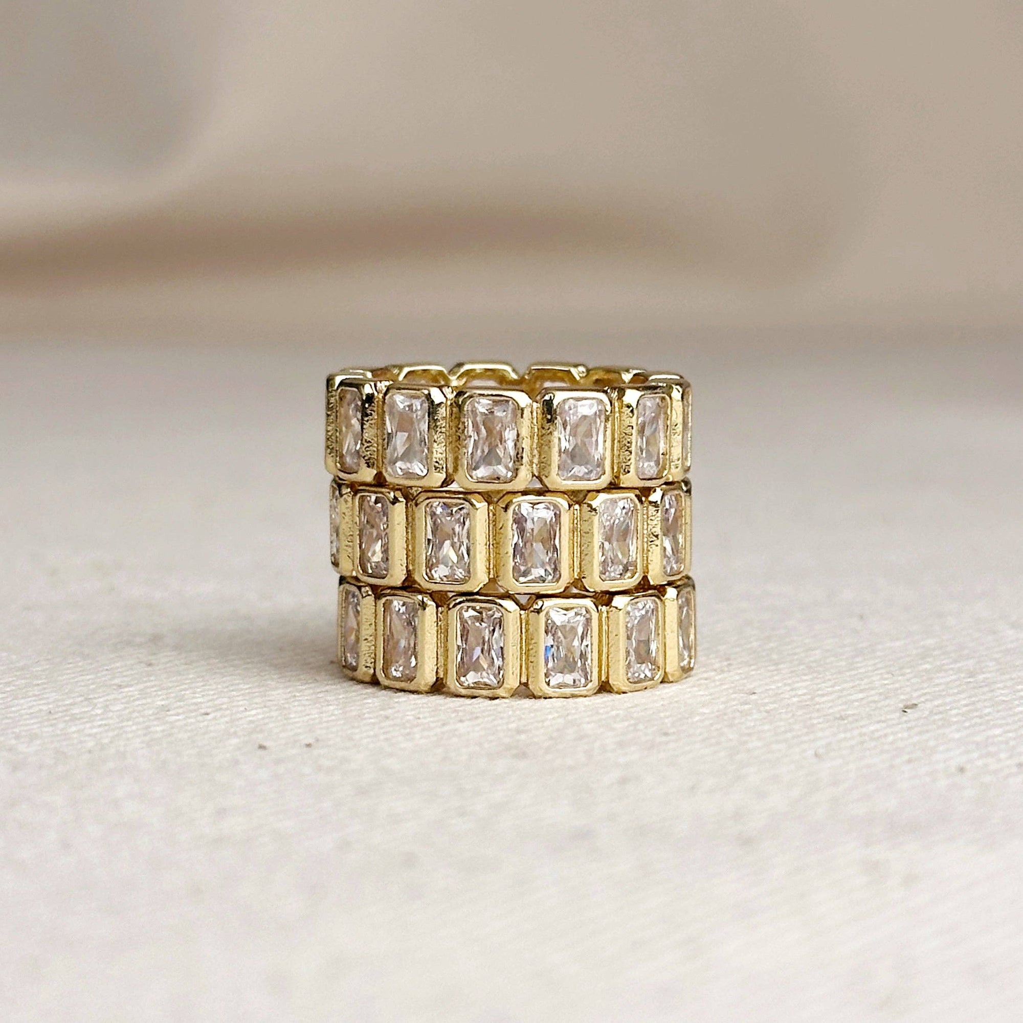 18k Gold Filled  Chunky CZ  Eternity Band Ring: 6.5