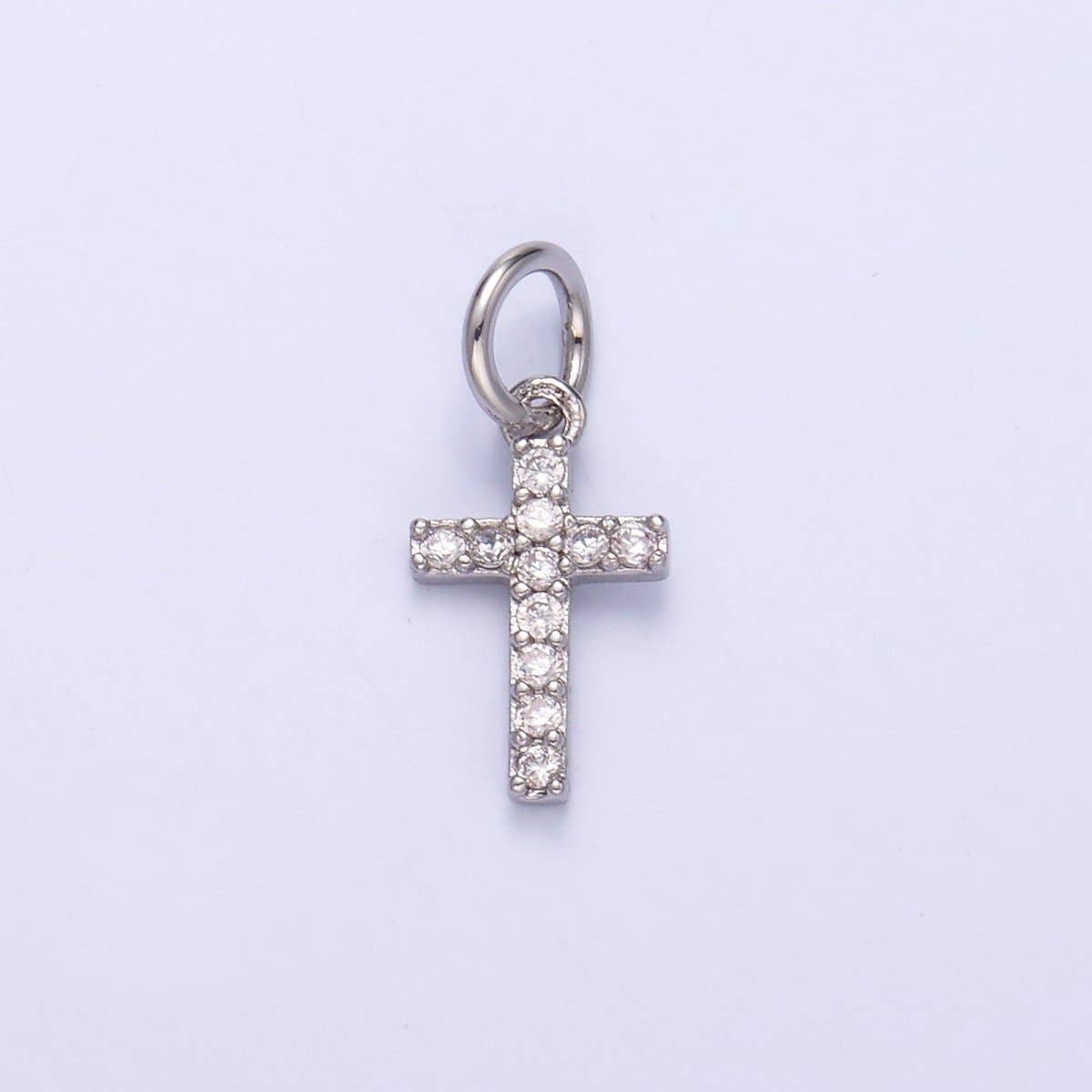 24K Gold Filled Micro Paved CZ Religious Cross Charm in Gold & Silver | N006: GOLD