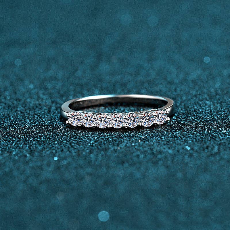 Pave Moissanite Wedding Band Ring in 925 Sterling Silver: 0.28 ct / 7 1/3 US/CA