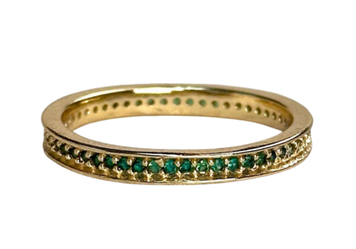18k Gold Filled Eternity CZ Band Ring: Emerald