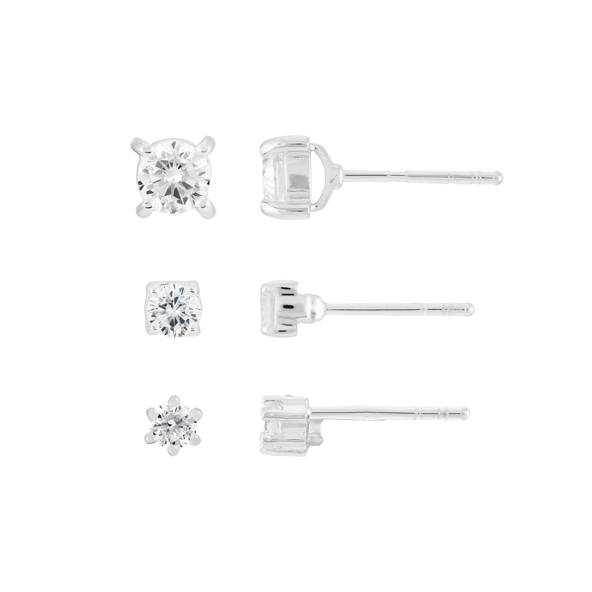Silpada 'Stack ‘Em Up' Cubic Zirconia Studs, Set of 3 - 3/16