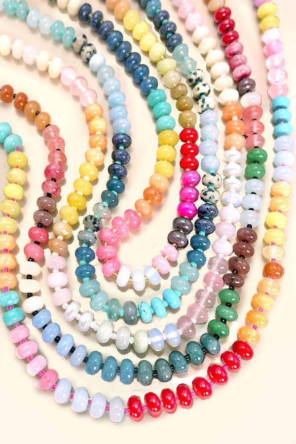 NATURAL AGATE GLASS SEMI PRECIOUS BEAD NECKLACE | 80N896: 3D