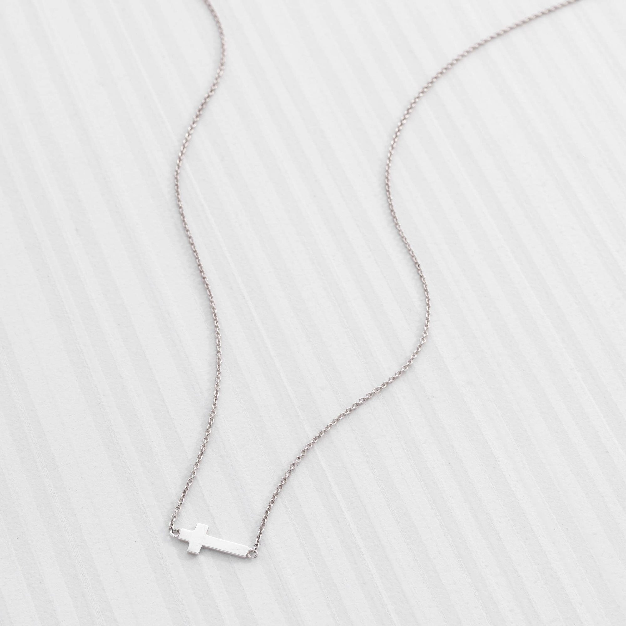Silpada 'Simplex Cross' Horizontal Cross Necklace in Sterlin: White