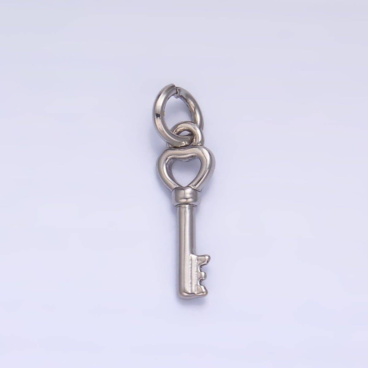 24K Gold Filled 12mm Heart Love Key Charm in Gold & Silver | W208: Gold