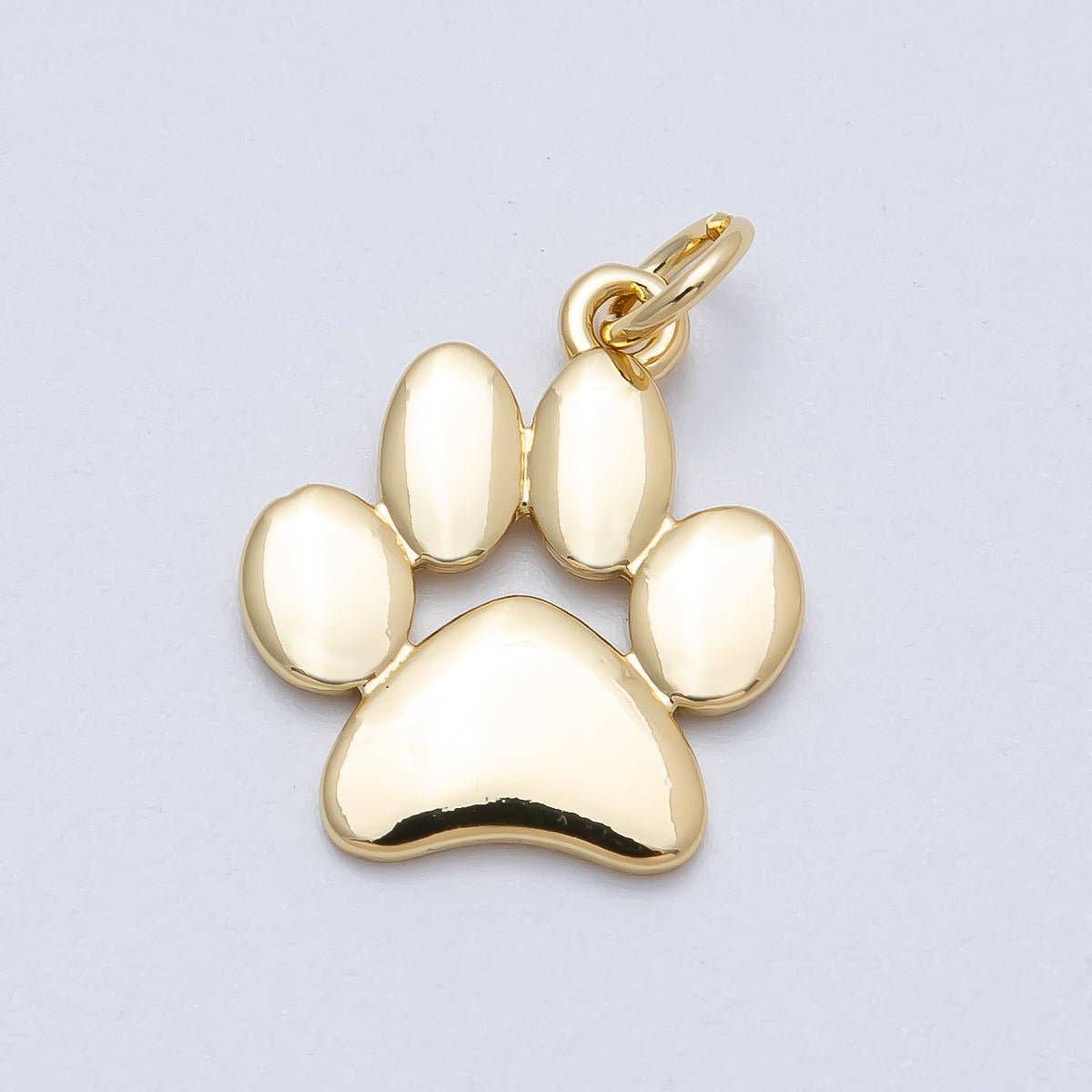 16K Gold Filled 18mm Minimalist Animal Pet Paw Print Charm