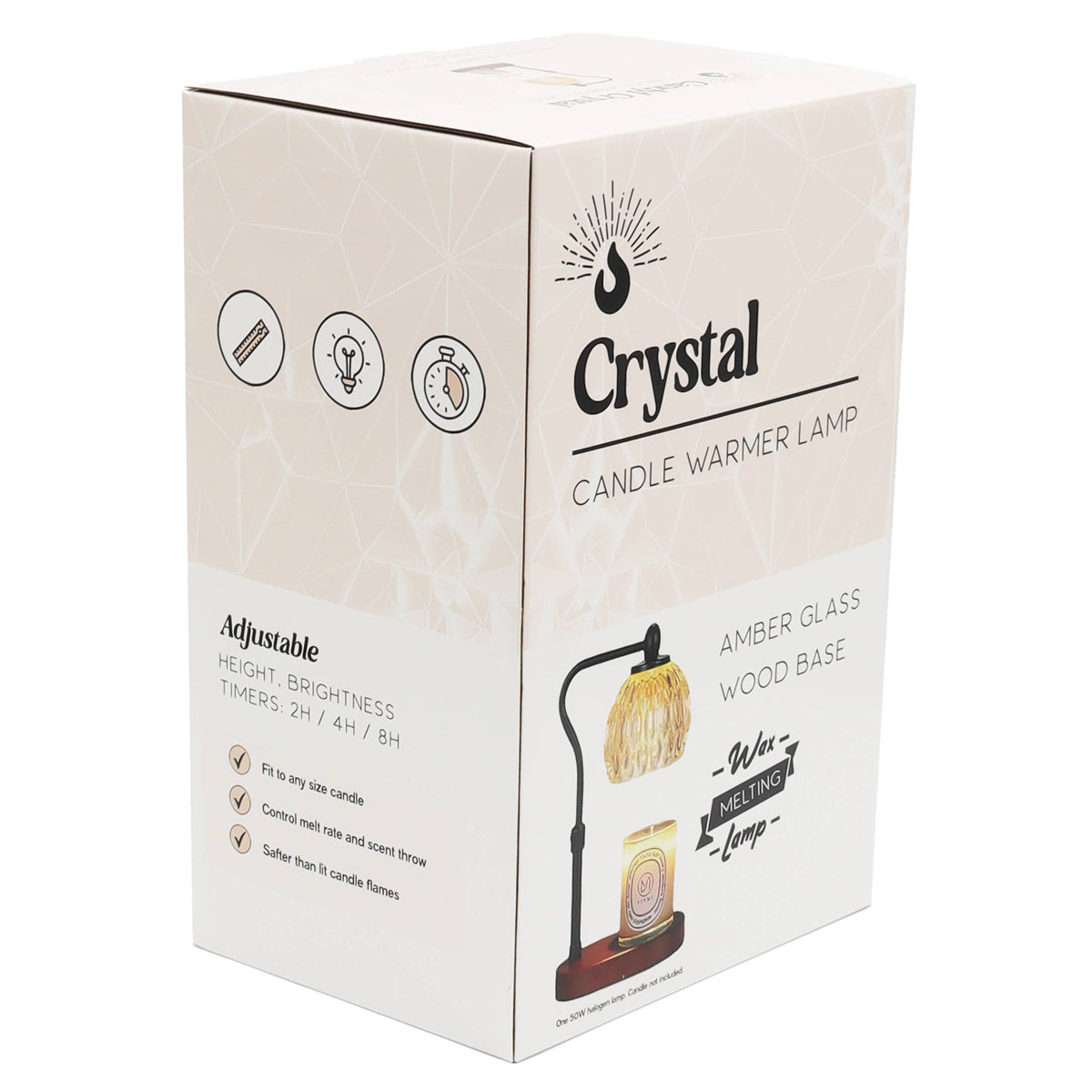 Candle Warmer Lamp - Crystal Glass &amp; Wood Base - Black