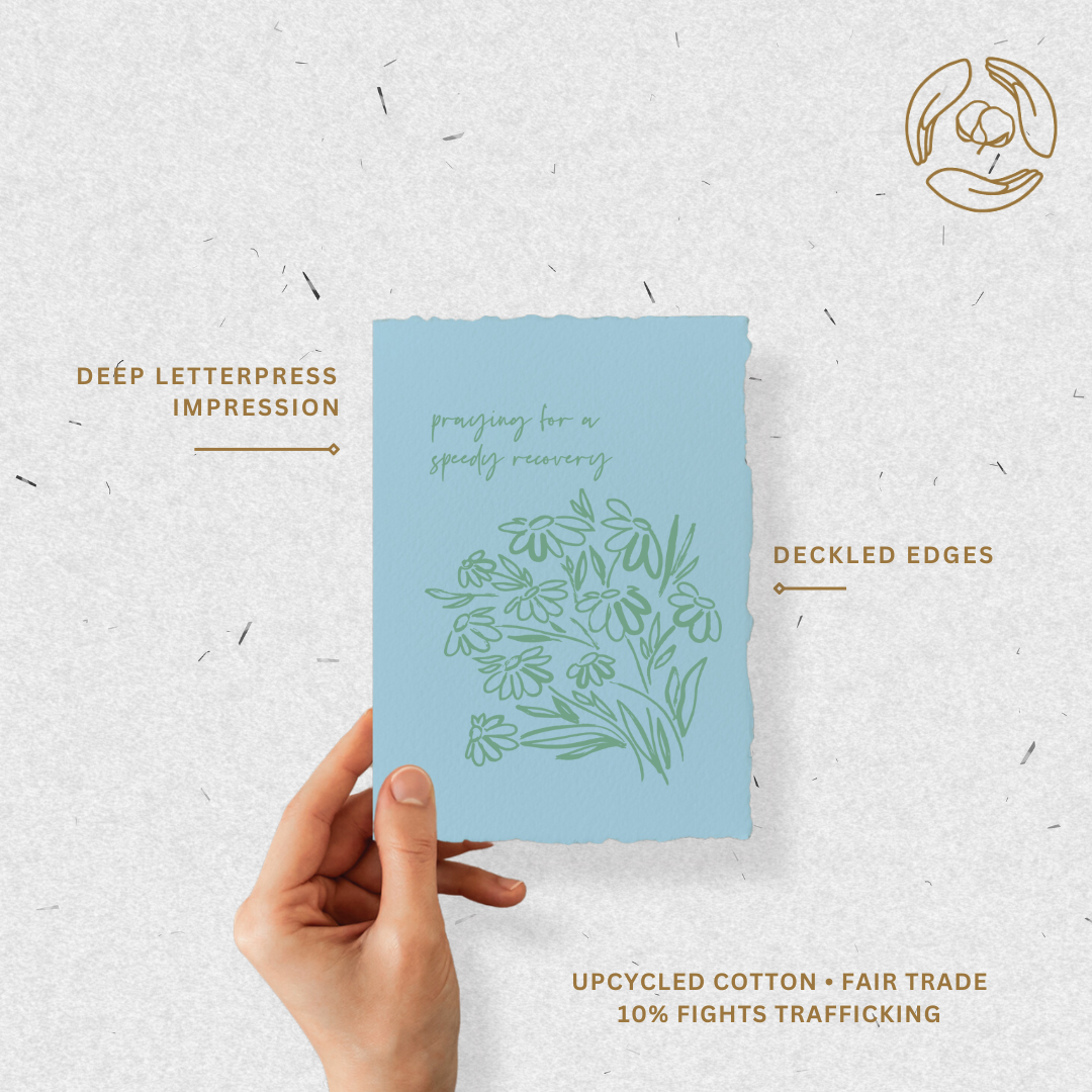 Praying For a Speedy Recovery | Sympathy Flat Greeting Card - Blank on Back