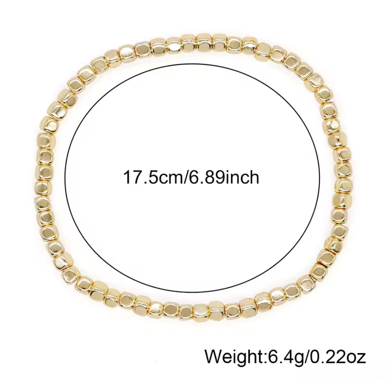Gold Bead Stacking Elastic Bracelet