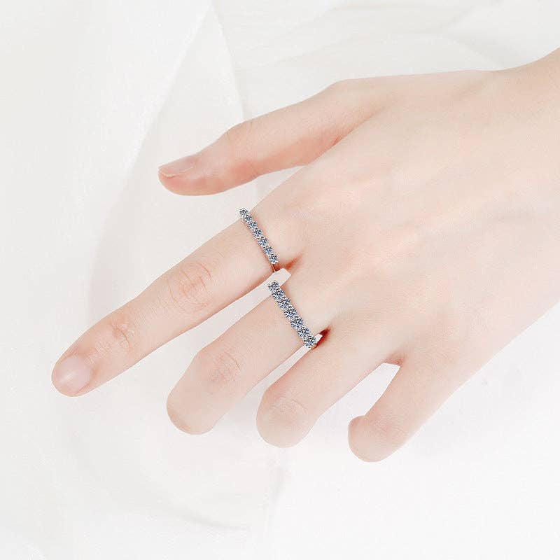 Pave Moissanite Wedding Band Ring in 925 Sterling Silver: 0.28 ct / 7 1/3 US/CA