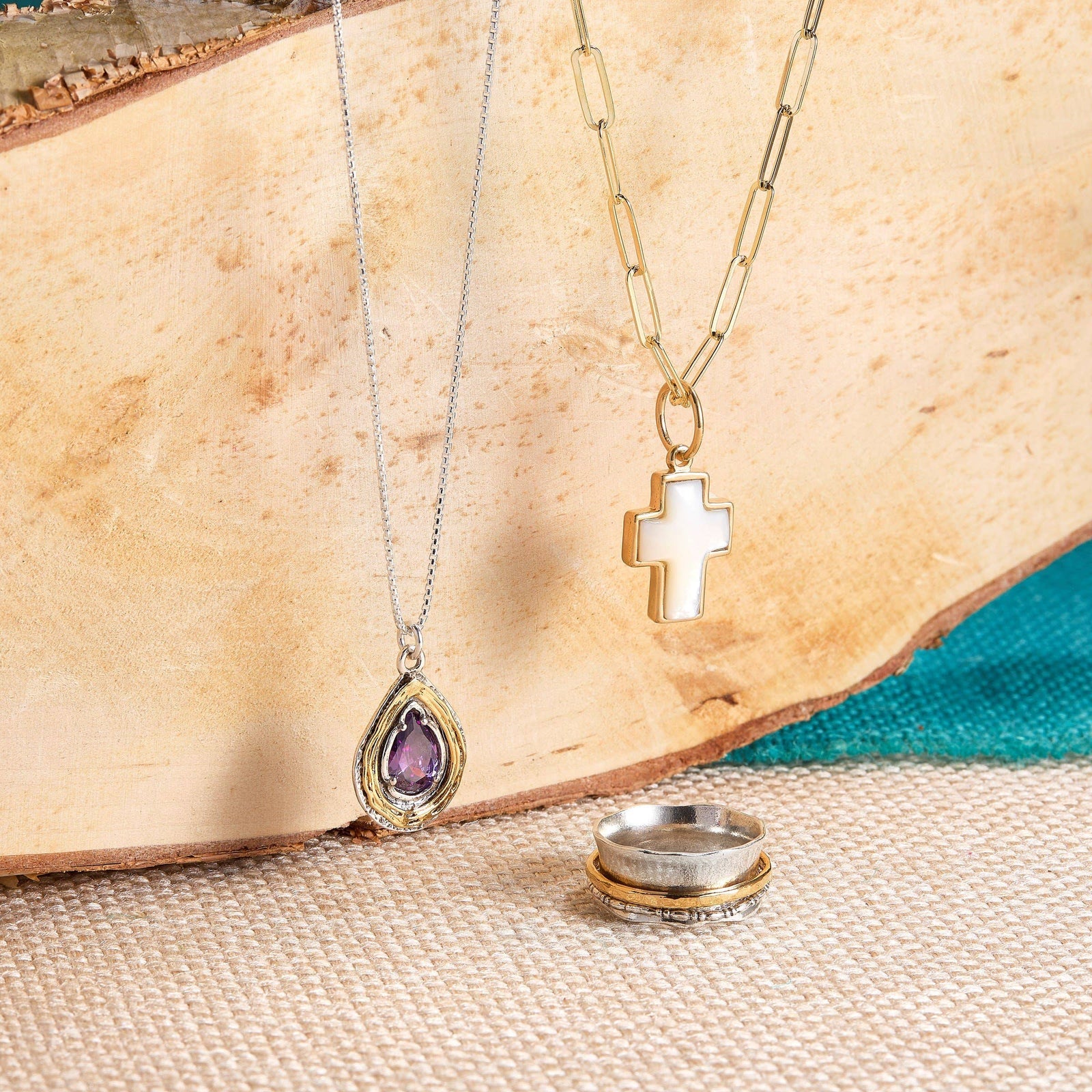 Silpada 'Be Hopeful' Silver with Gold Plating MOP Charm: White