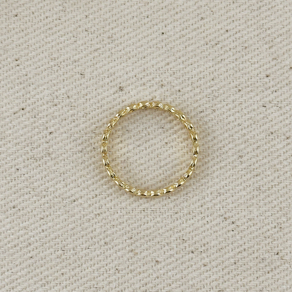 18k Gold Filled Flat Beaded Band Ring