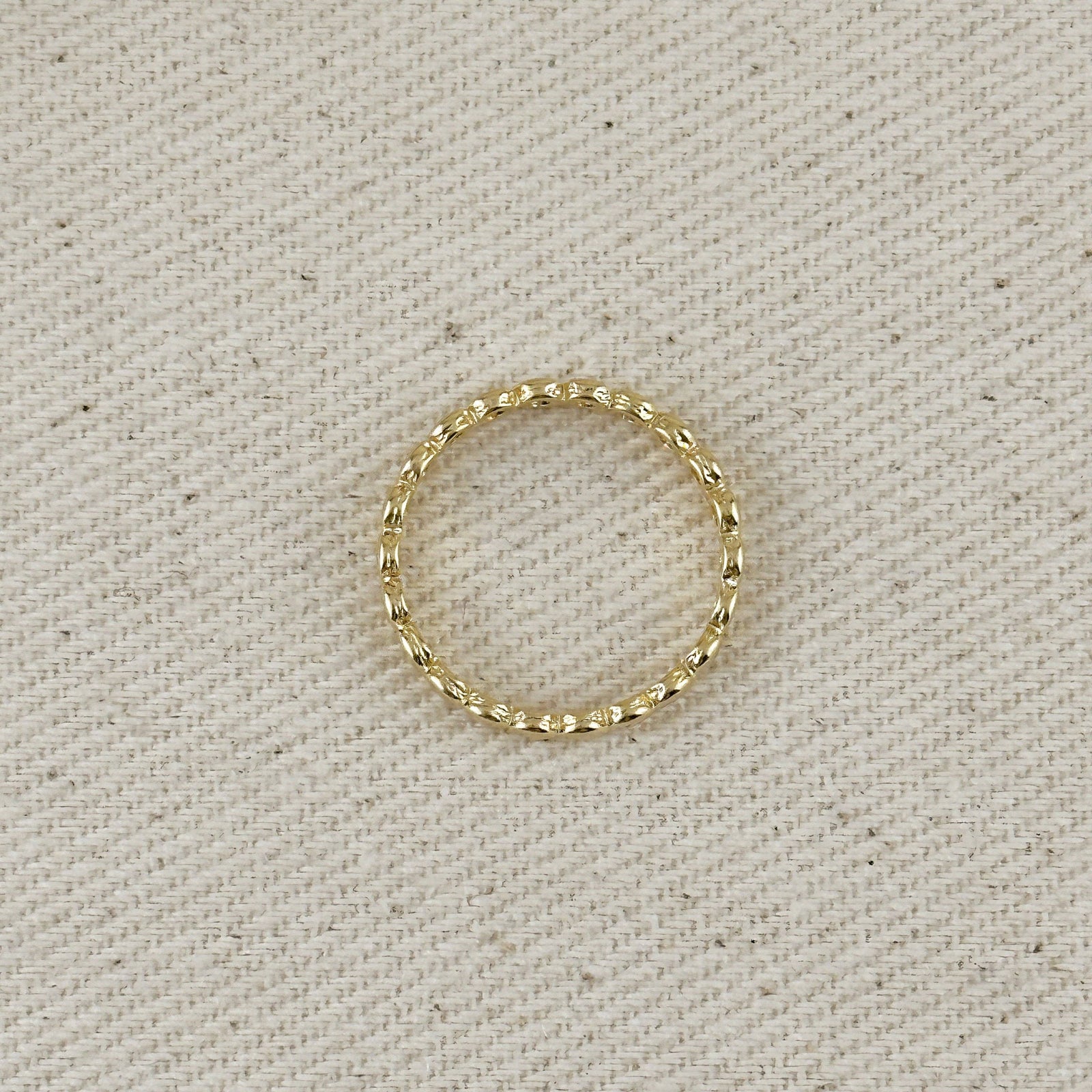 18k Gold Filled Flat Beaded Band Ring