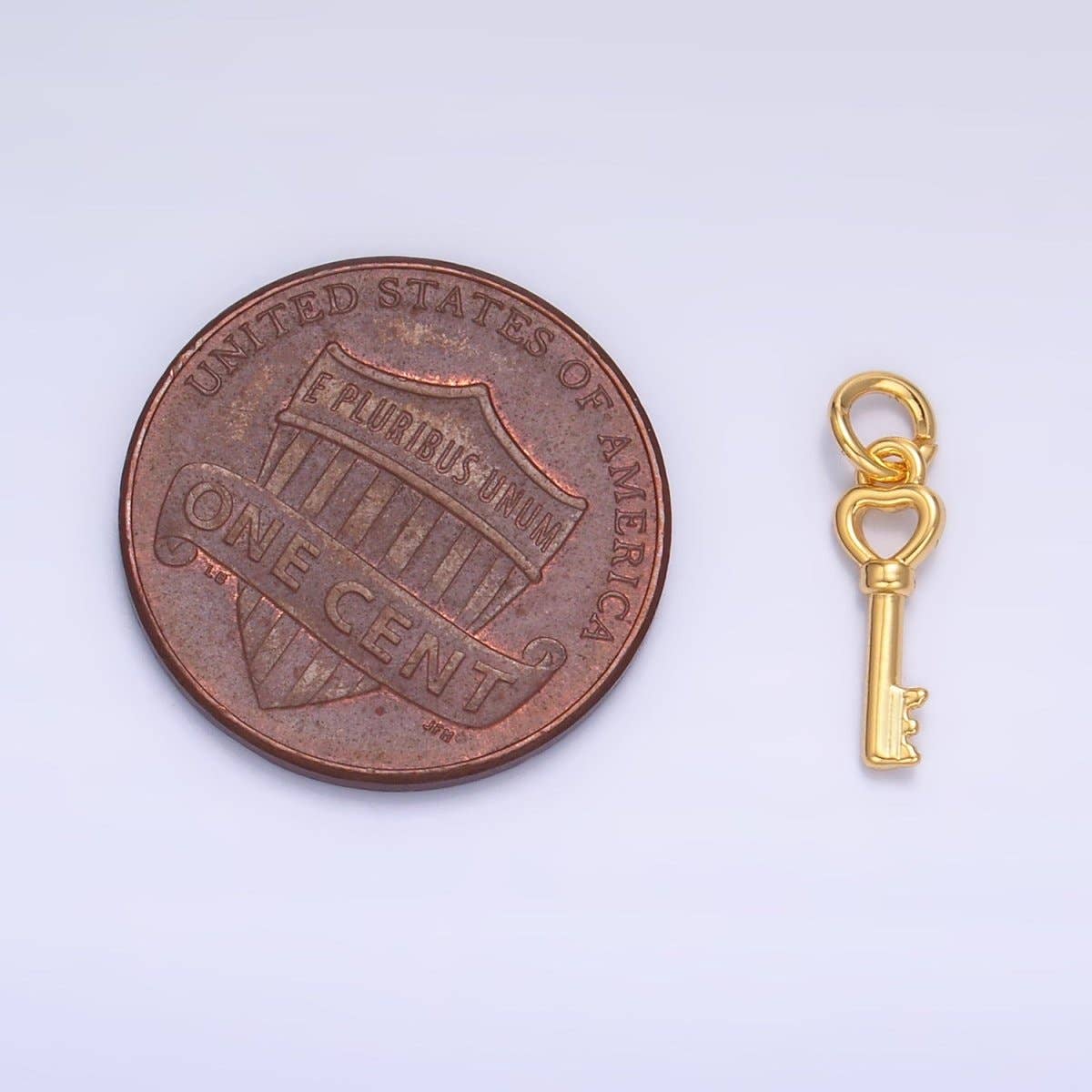 24K Gold Filled 12mm Heart Love Key Charm in Gold & Silver | W208: Gold