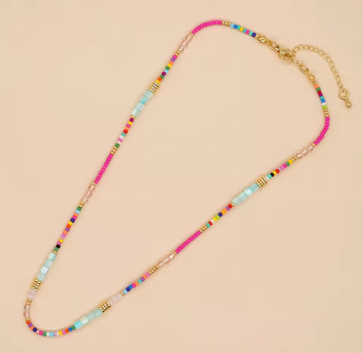 Rainbow Handmade Beaded Necklace