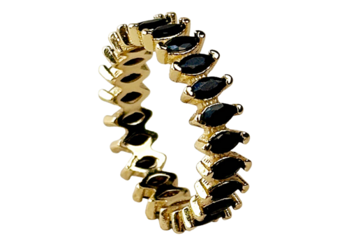 18k Gold Filled Marquise Eternity Band Ring: Black