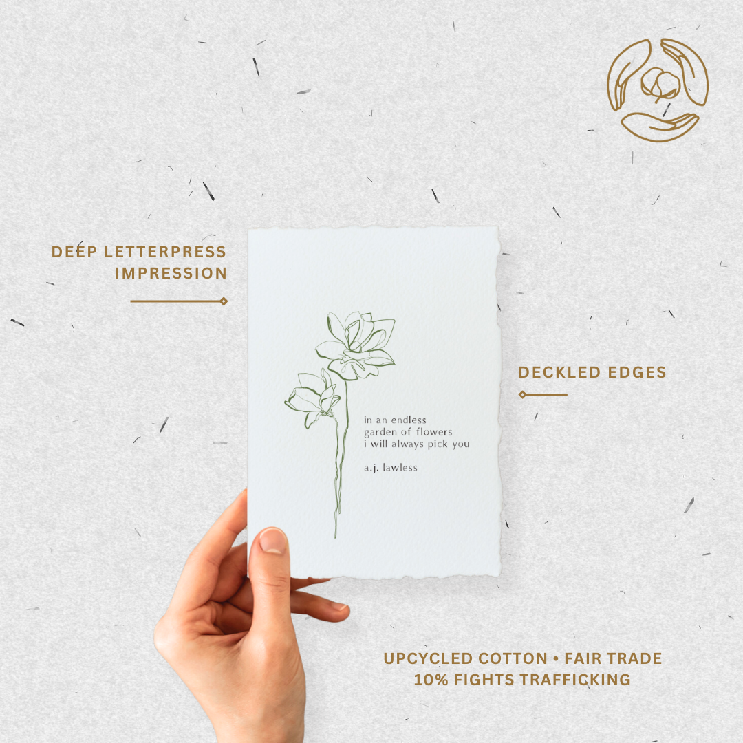 I Always Pick You | Plant Floral Love Greeting Card: Flat A2 Greeting Card. Blank on Back.
