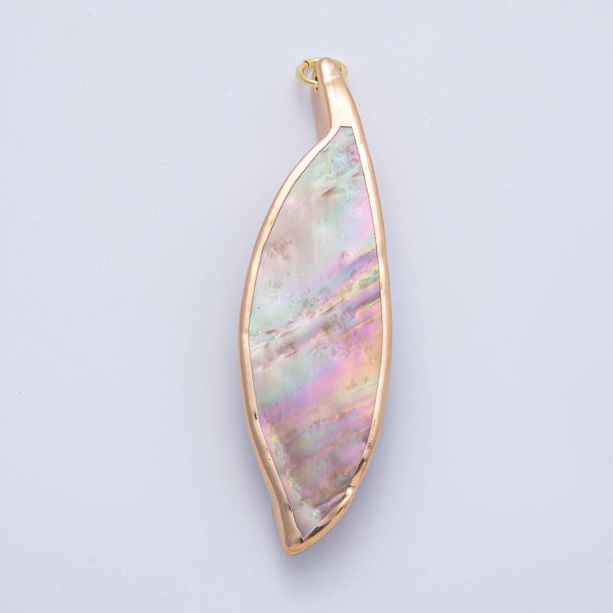 18K Gold Filled Mother of Pearl Curved Geometric Pendant 67mm