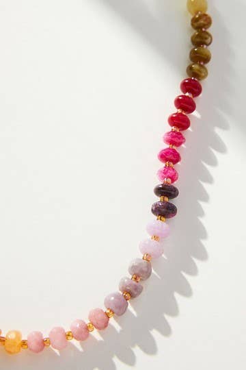 NATURAL AGATE GLASS SEMI PRECIOUS BEAD NECKLACE | 80N896: 2C
