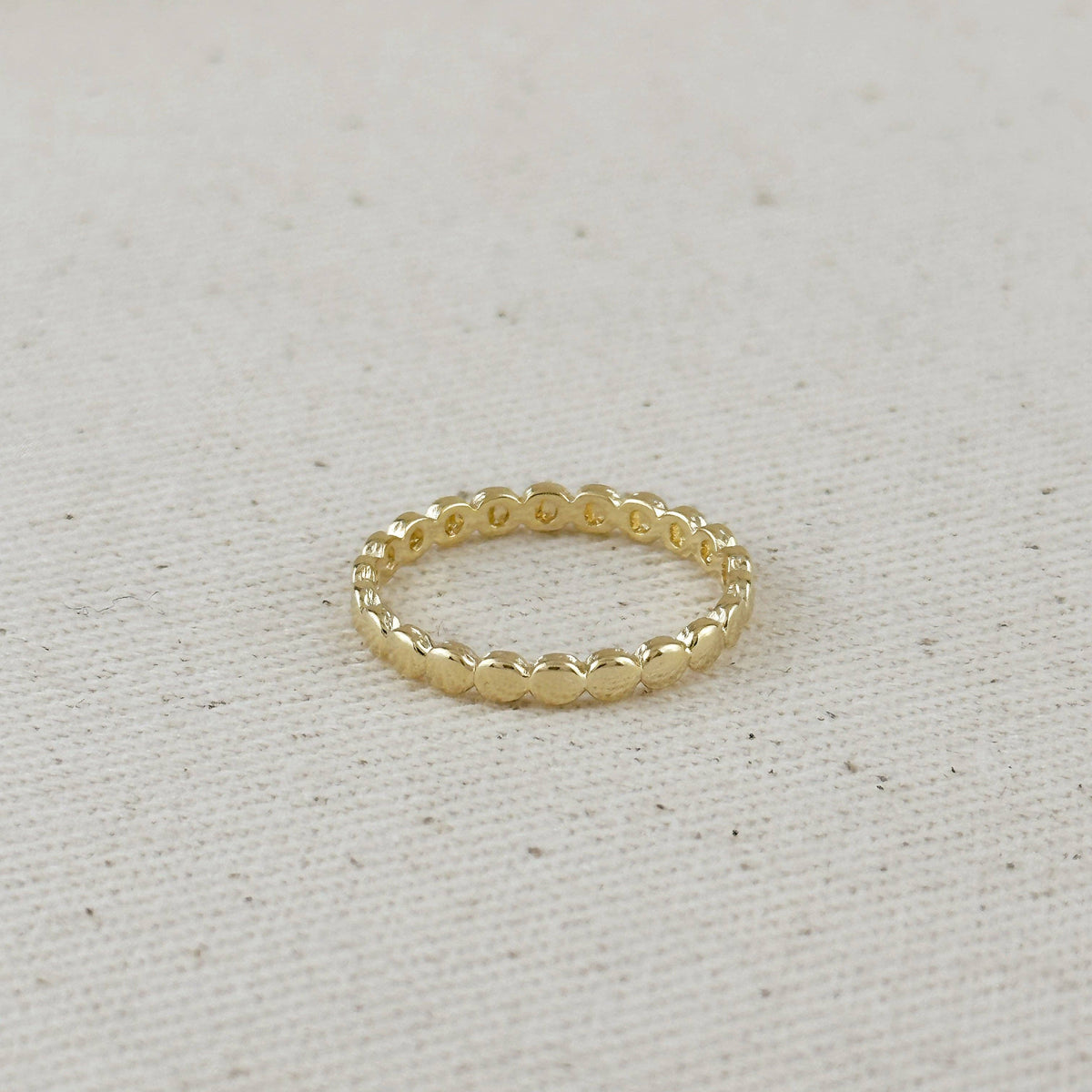 18k Gold Filled Flat Beaded Band Ring