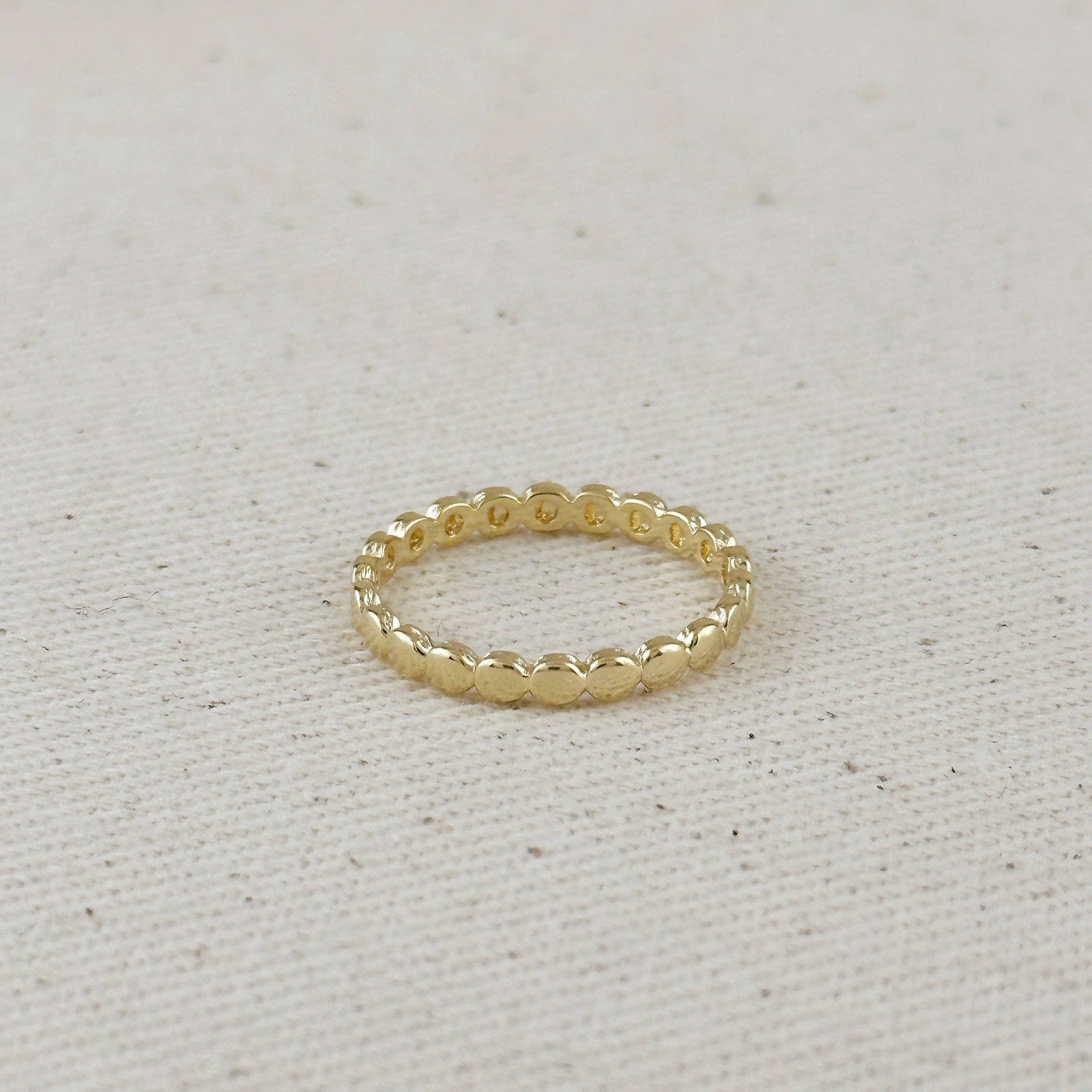 18k Gold Filled Flat Beaded Band Ring