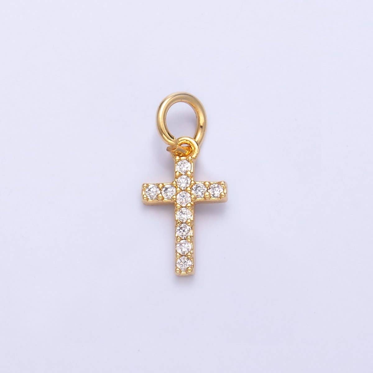 24K Gold Filled Micro Paved CZ Religious Cross Charm in Gold & Silver | N006: GOLD