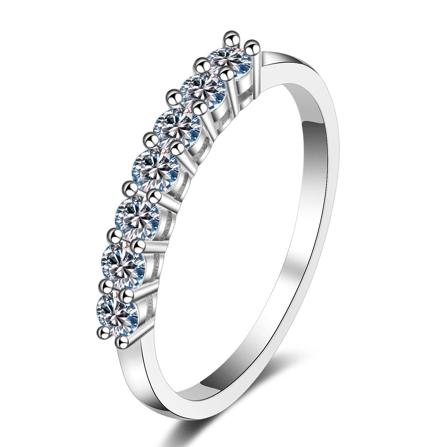 Pave Moissanite Wedding Band Ring in 925 Sterling Silver: 0.28 ct / 7 1/3 US/CA