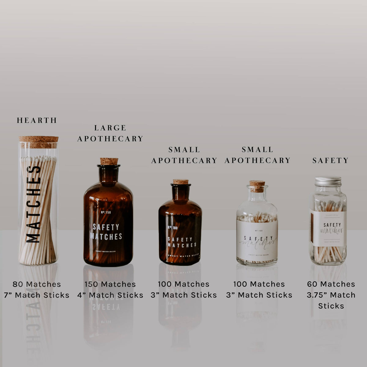 Large Apothecary Safety Matches, White - Home Decor &amp; Gifts