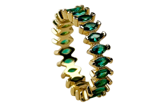 18k Gold Filled Marquise Eternity Band Ring: EMERALD